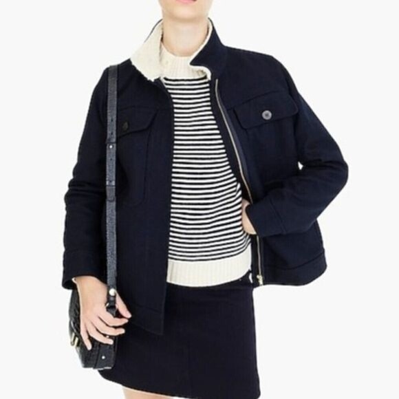 J. CREW Melton Wool Blue Jacket - Picture 11 of 11